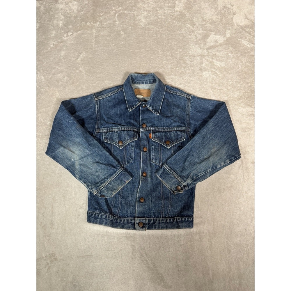 Vintage Levis Orange Tab Denim Trucker Jacket USA 70505-0217 Boys 18 Fits XS
